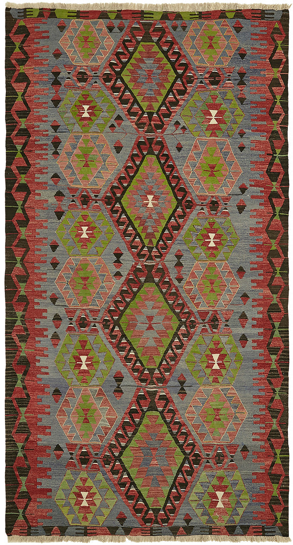 5' 6'' x 9' 9'' Anatolian Hand-Woven Kilim Rug