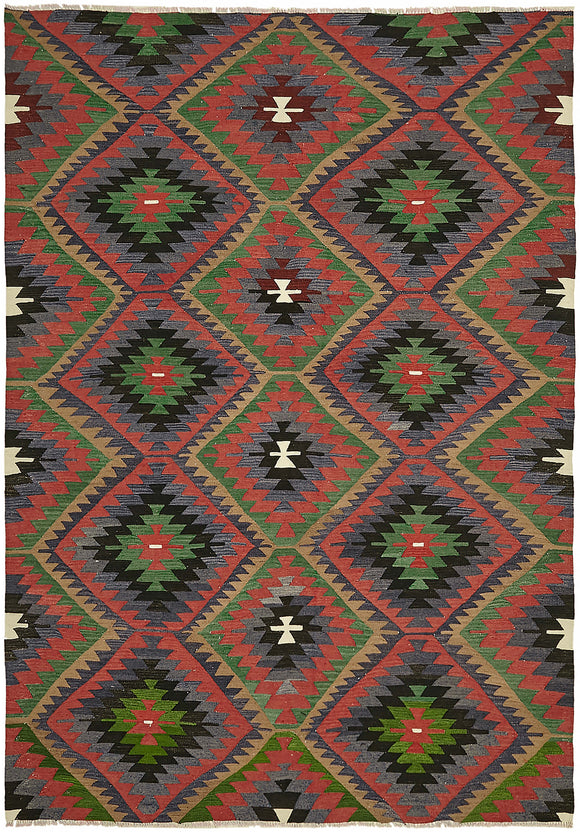 6' 8'' x 9' 4'' Anatolian Hand-Woven Kilim Rug