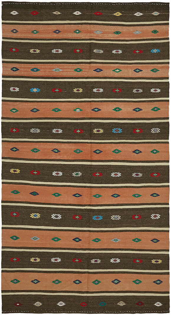 5' 8'' x 10' 4'' Anatolian Hand-Woven Kilim Rug