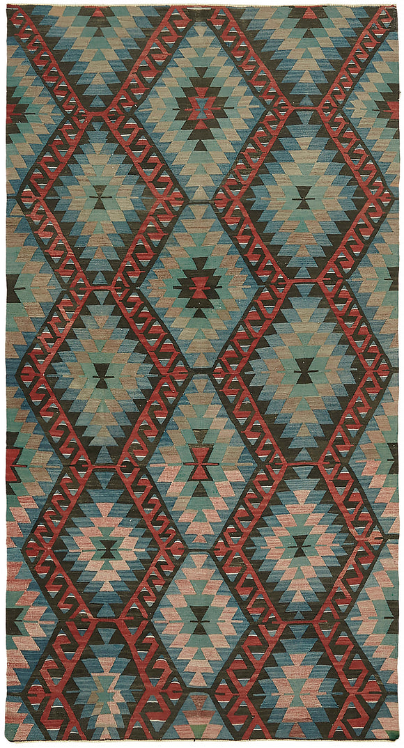 5' 2'' x 9' 9'' Anatolian Hand-Woven Kilim Rug
