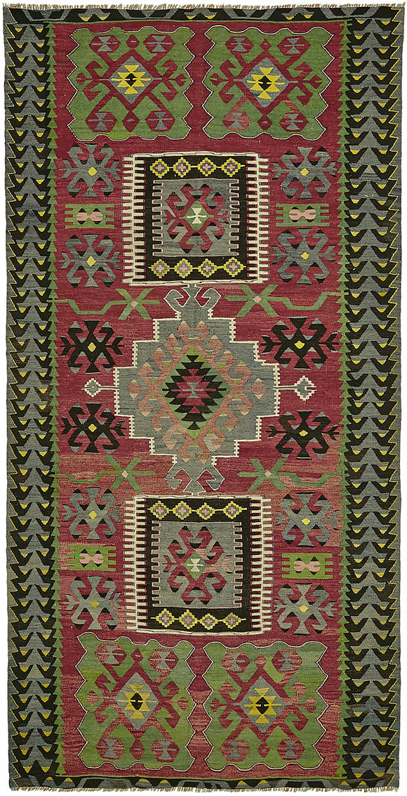 5' 2'' x 10' 2'' Anatolian Hand-Woven Kilim Rug