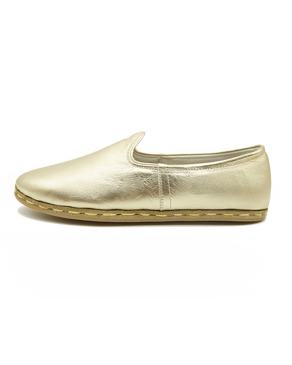 Valencia Handmade Leather Gold Color Women's Shoes
