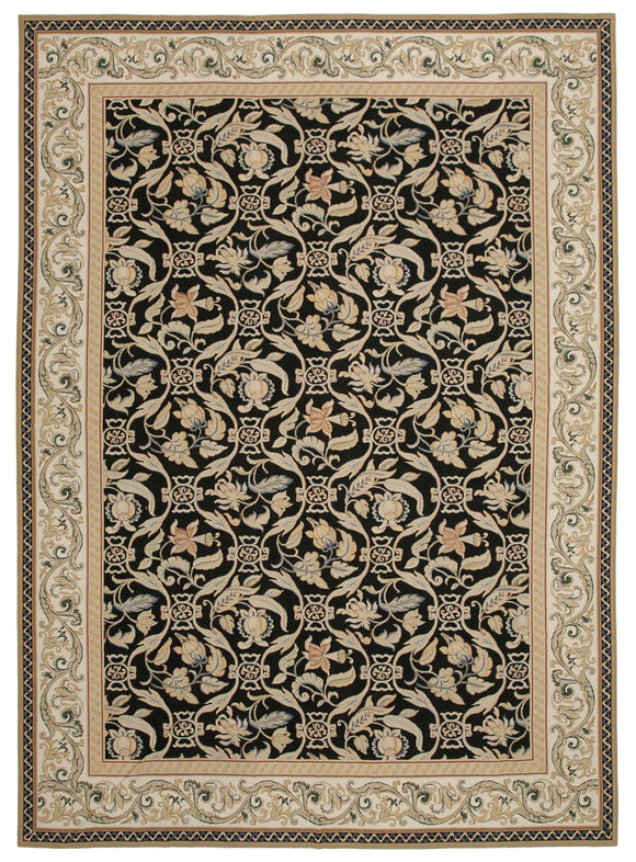 9' 10'' x 13' 9'' Floral Needlepoint Kilim Rug
