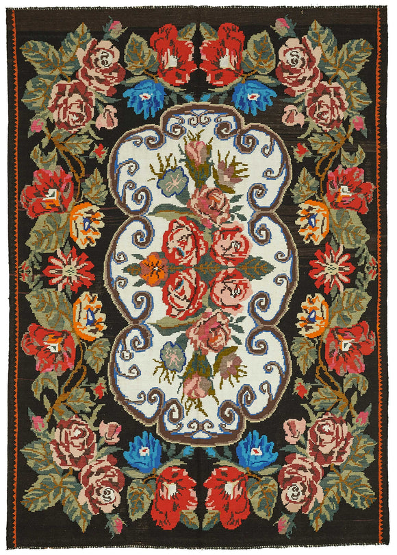 7x10 Floral Kilim Rug -22207
