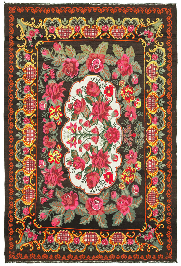 7' 2'' x 10' 8'' Moldovan Rose Kilim Rug