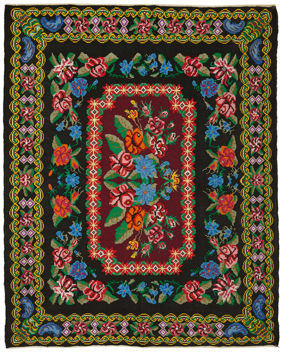 7x9 Floral Kilim Rug -22248
