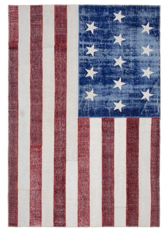 7x10 American Flag Patchwork Rug -22597