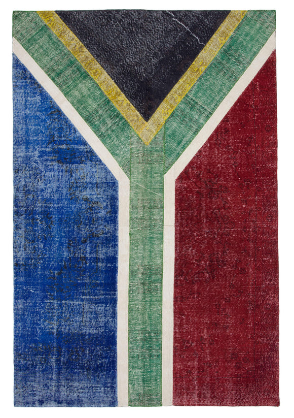 6x10 Rsa Flag Hand-Knotted Patchwork Rug -22600