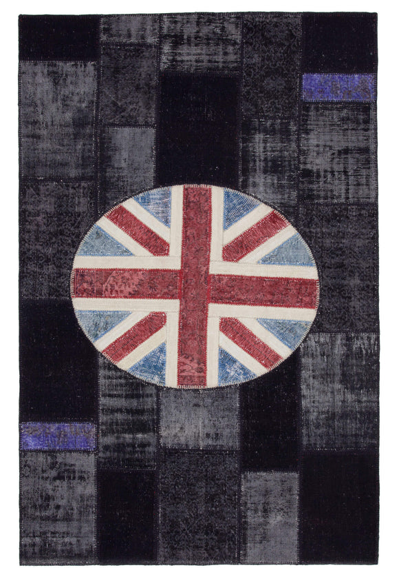 6x10 Uk Flag Hand-Knotted Patchwork Rug -22601