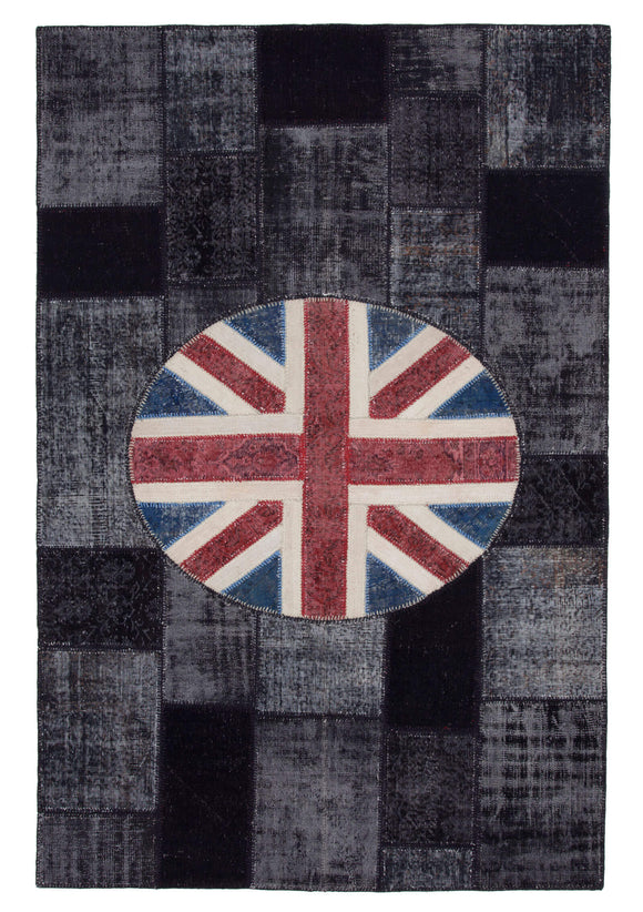 7x10 Uk Flag Hand-Knotted Patchwork Rug -22602