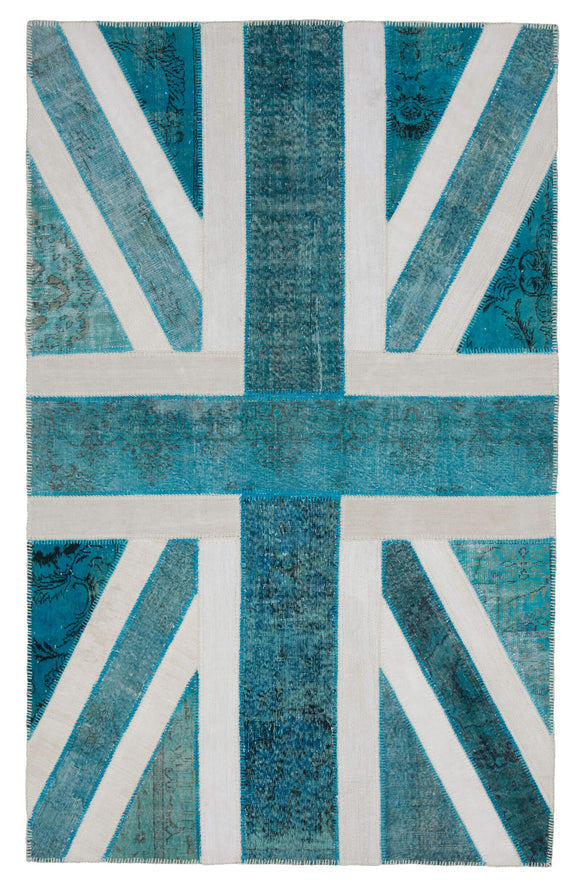 6x10 Uk Flag Hand-Knotted Patchwork Rug -22603
