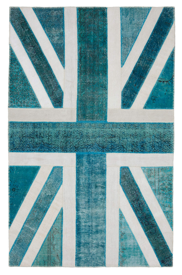 6x10 Uk Flag Hand-Knotted Patchwork Rug -22607