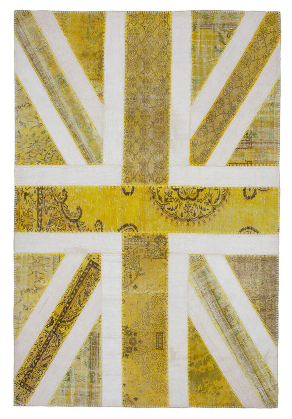 7x10 Uk Flag Hand-Knotted Patchwork Rug -22610