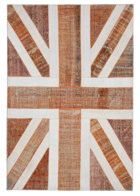 7x10 Uk Flag Hand-Knotted Patchwork Rug -22613