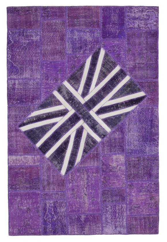 7x10 Uk Flag Hand-Knotted Patchwork Rug -22615