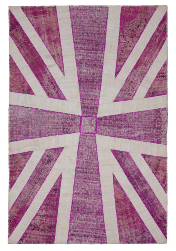 7x10 Uk Flag Hand-Knotted Patchwork Rug -22627