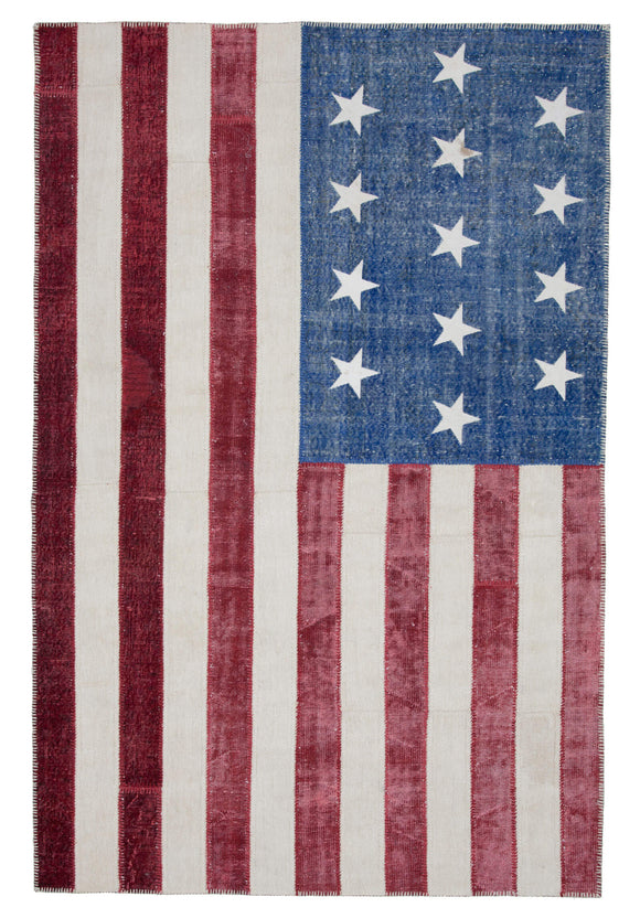 6x10 American Flag Patchwork Rug -22628