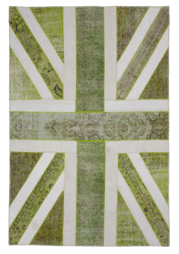 7x10 Uk Flag Hand-Knotted Patchwork Rug -22632