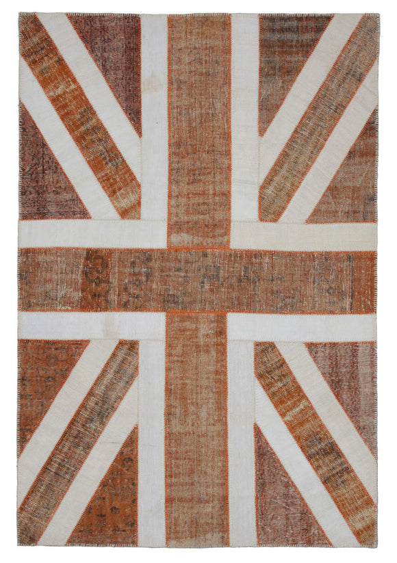 7x10 Uk Flag Hand-Knotted Patchwork Rug -22637