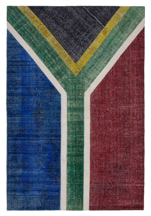 7x10 South Africa Flag Patchwork Rug -22639
