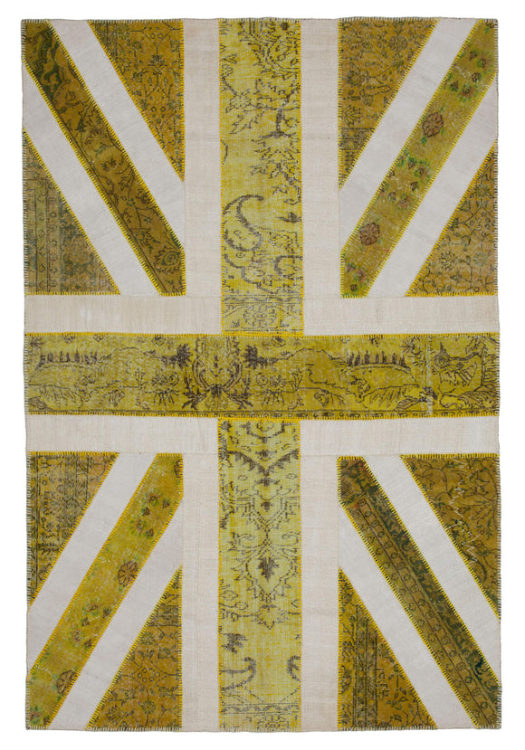 7x10 Uk Flag Hand-Knotted Patchwork Rug -22640