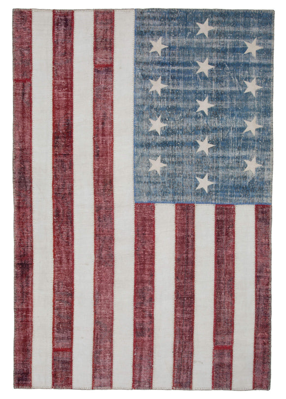 7x10 American Flag Patchwork Rug -22645