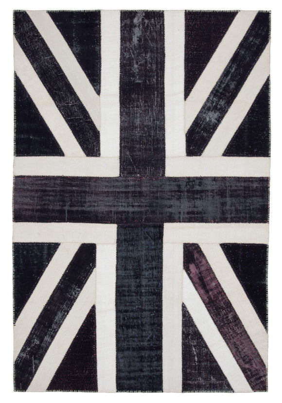 7x10 Uk Flag Hand-Knotted Patchwork Rug -22646