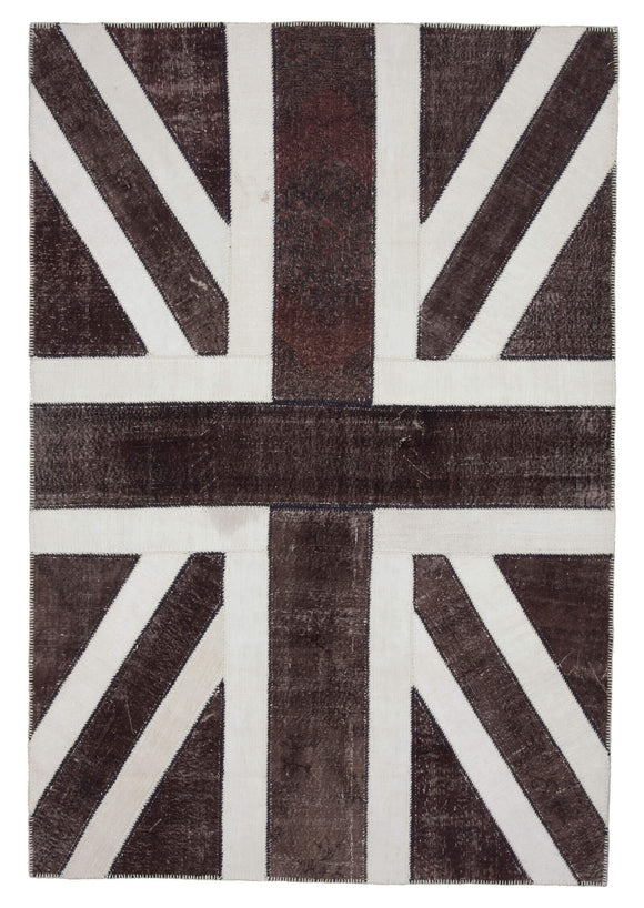7x10 Uk Flag Hand-Knotted Patchwork Rug -22655