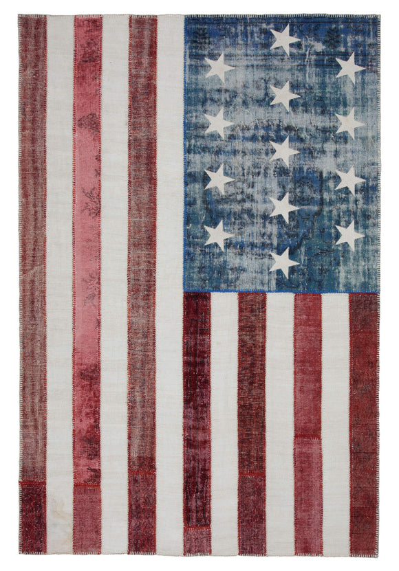 7x10 American Flag Patchwork Rug -22656
