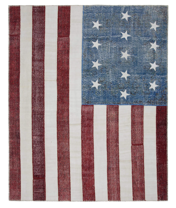 8x10 American Flag Patchwork Rug -22672