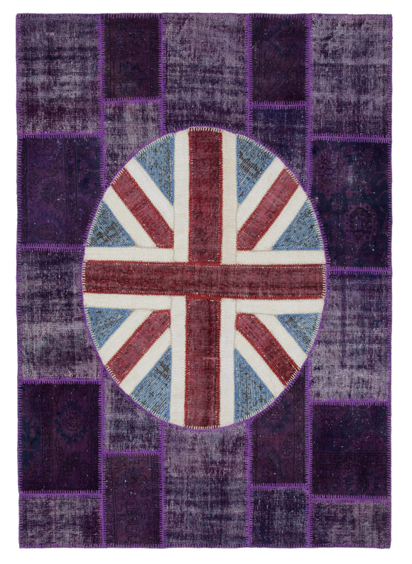 6x8 Uk Flag Hand-Knotted Patchwork Rug -22677