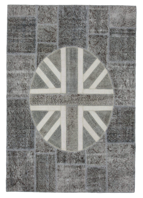 6x8 Uk Flag Hand-Knotted Patchwork Rug -22692