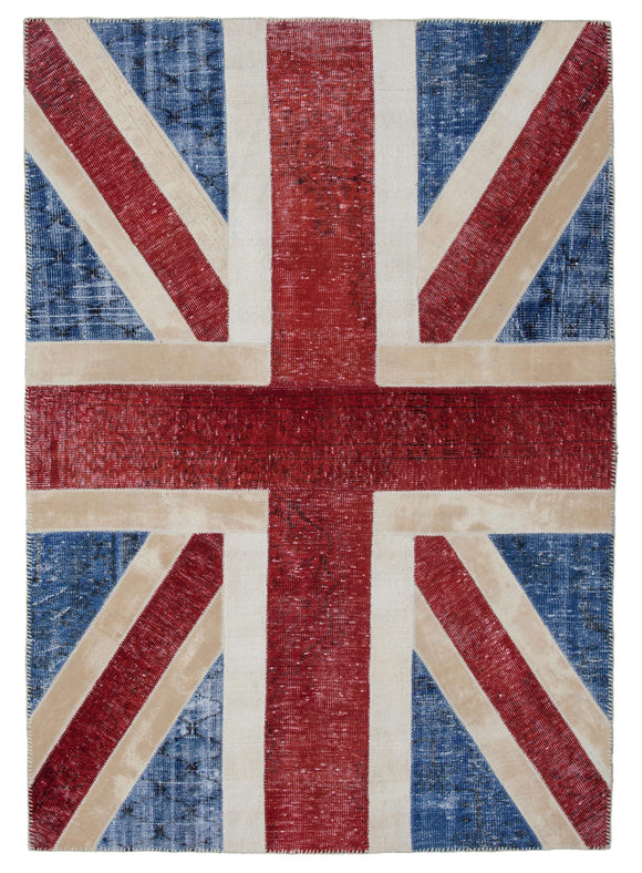 6x8 Uk Flag Hand-Knotted Patchwork Rug -22700