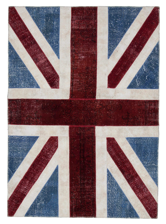6x8 Uk Flag Hand-Knotted Patchwork Rug -22705