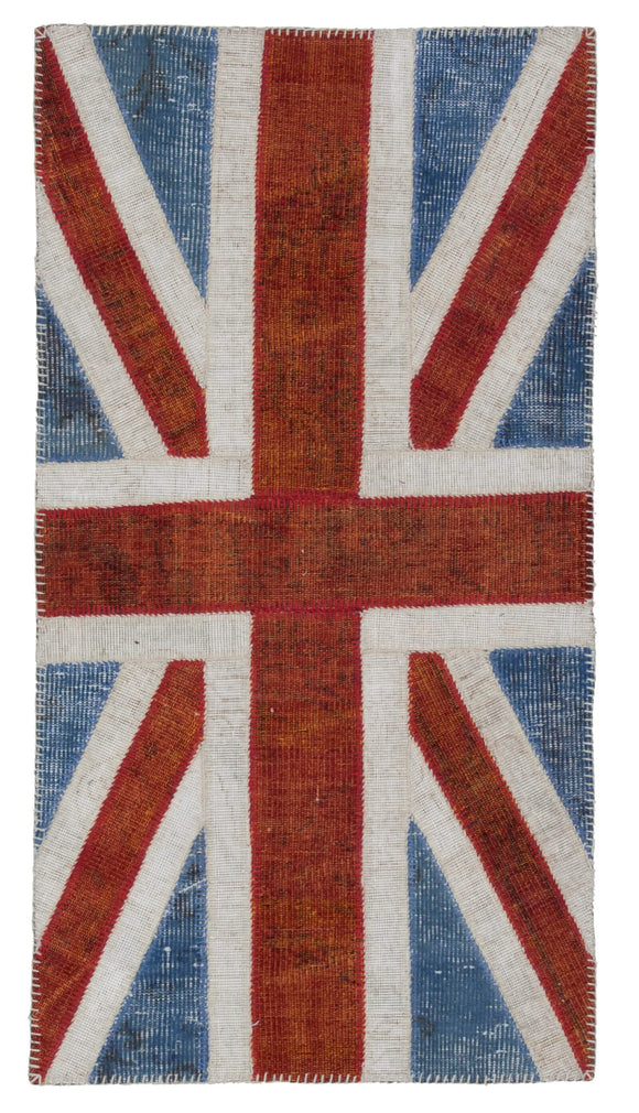 3x5 Uk Flag Hand-Knotted Patchwork Rug -22747