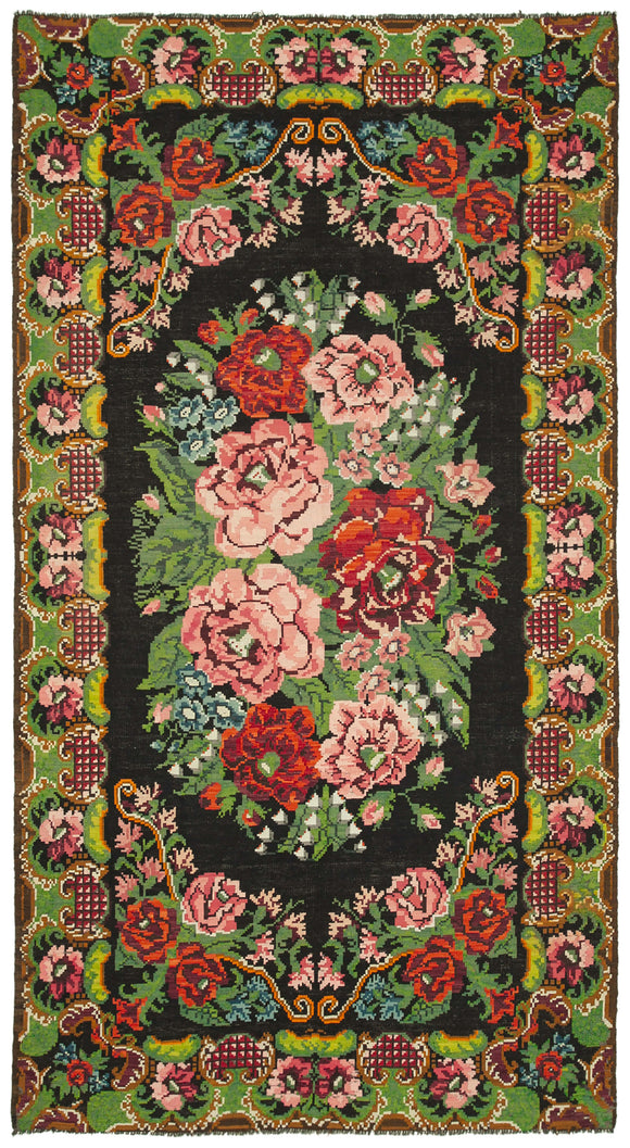 7x13 Floral Kilim Runner Rug -23259