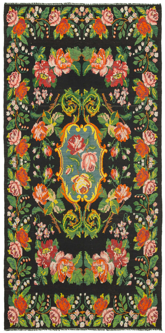 7x13 Floral Kilim Runner Rug -23351