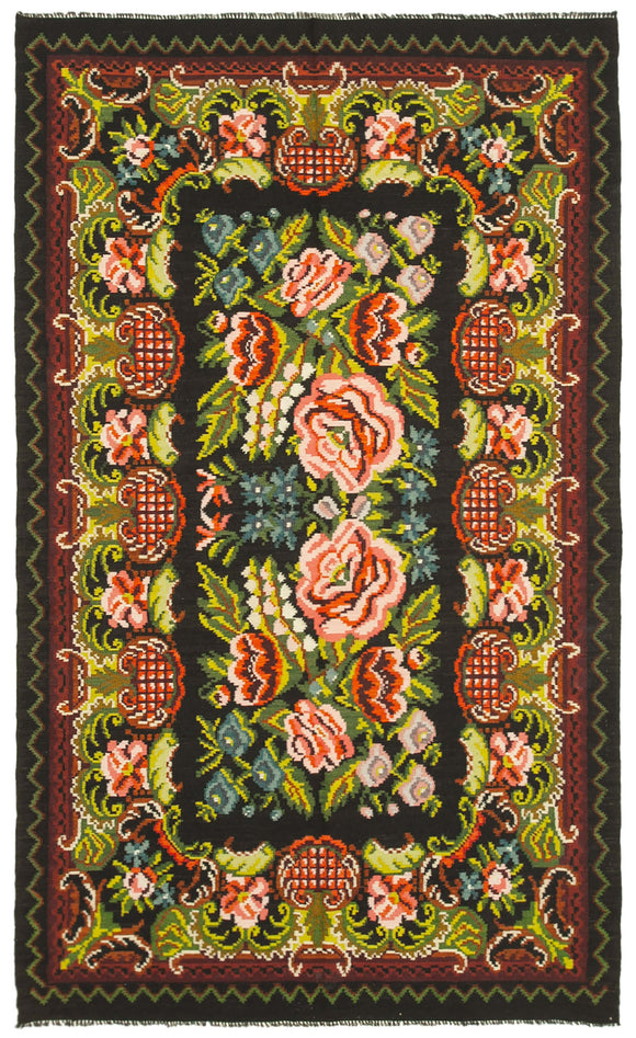 6' 2'' x 9' 11'' Rose Floral Kilim Rug