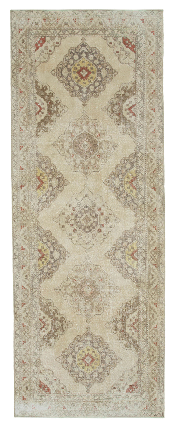 4' 9'' x 12' 6'' Beige Vintage Runner Rug