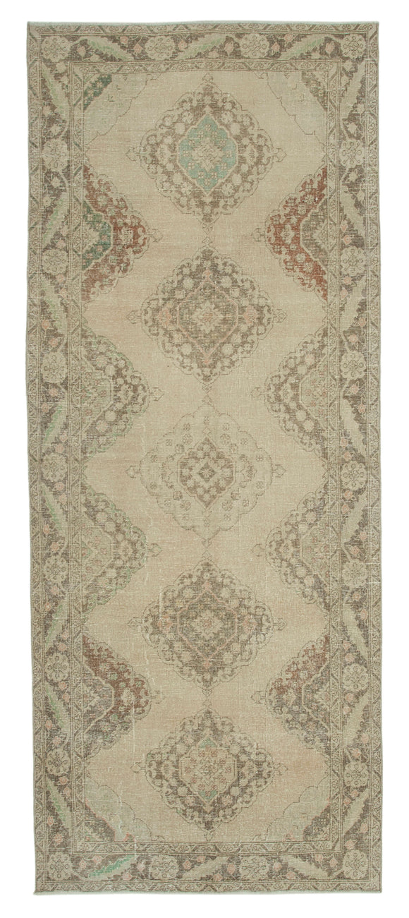 4' 9'' x 12' 2'' Beige Vintage Runner Rug