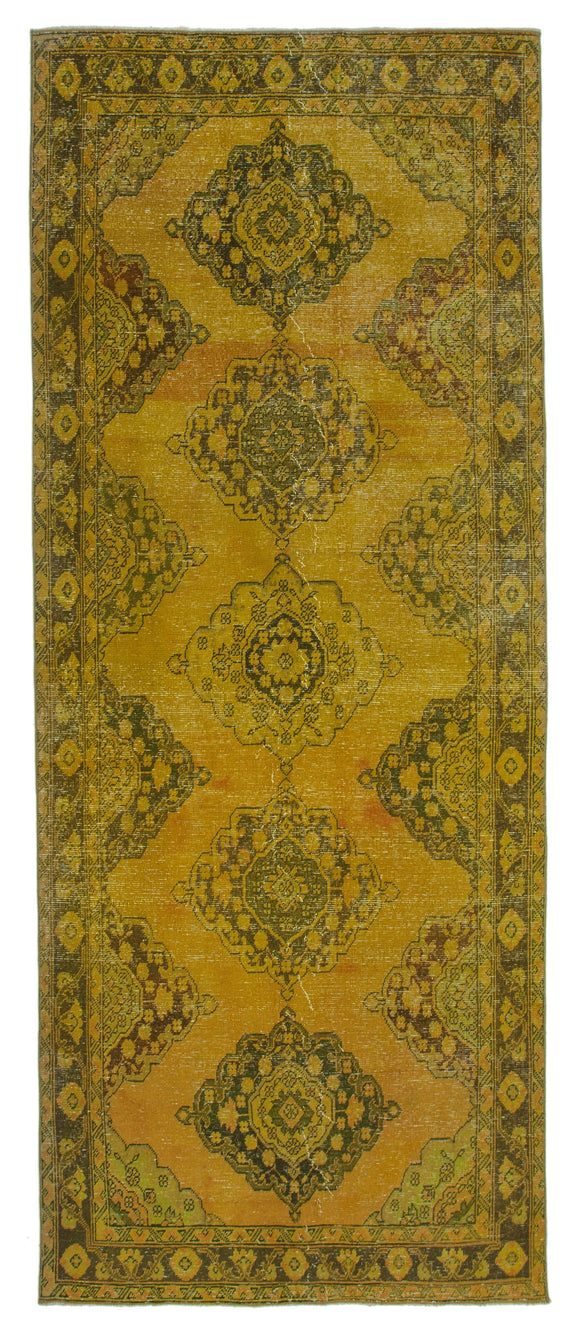 4' 11'' x 12' 3'' Yellow Vintage Runner Rug
