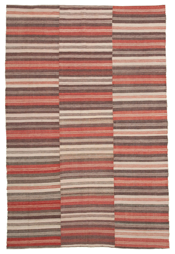 7x10 Handmade Thin Kilim Rug - 28529