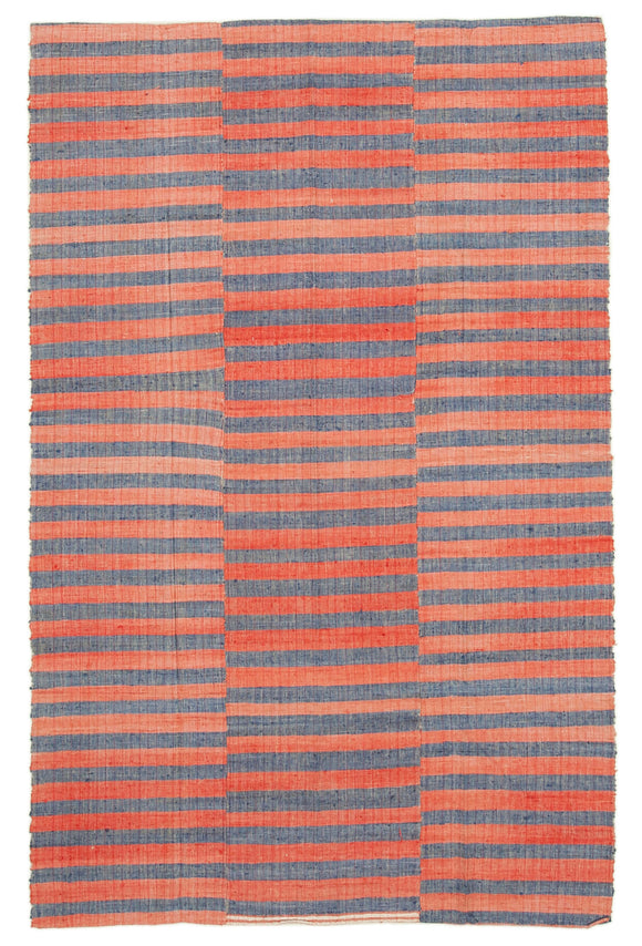 5' 3'' x 8' 2'' Red Color Thin Kilim Rug