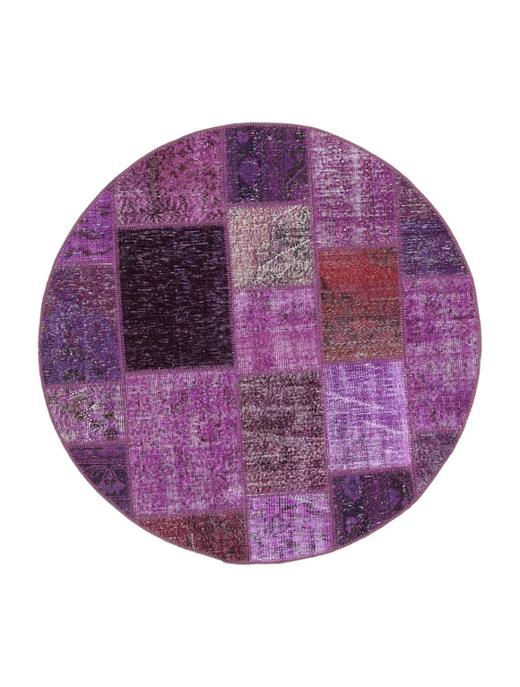 5x5 Purple Round Patchwork Rug - 29062