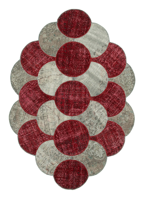 6x9 Multicolor Wool Overdyed Patchwork Round Area Rug