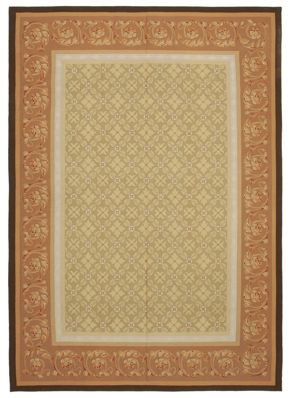 10x14 Brown Aubusson Kilim - 29493