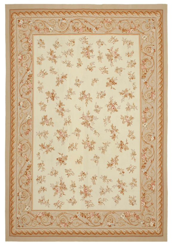9' 8'' x 14' 3'' Beige Aubusson Kilim Rug