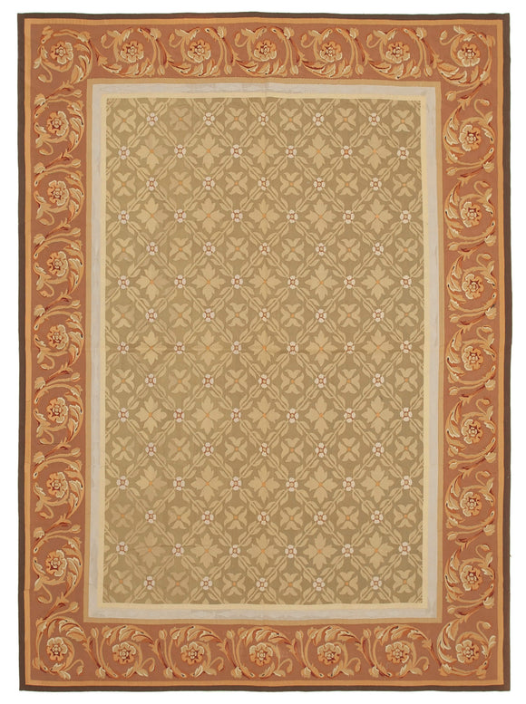 9x12 Brown Aubusson Kilim - 29499