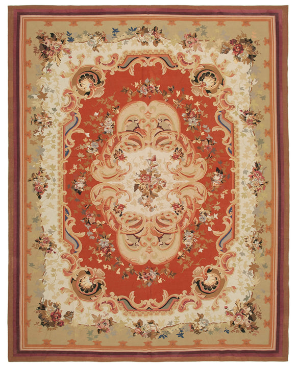 10' 4'' x 13' 5'' Floral Aubusson Kilim