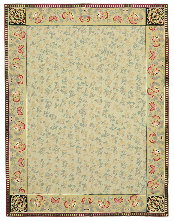 9x12 Green Aubusson Kilim - 29525